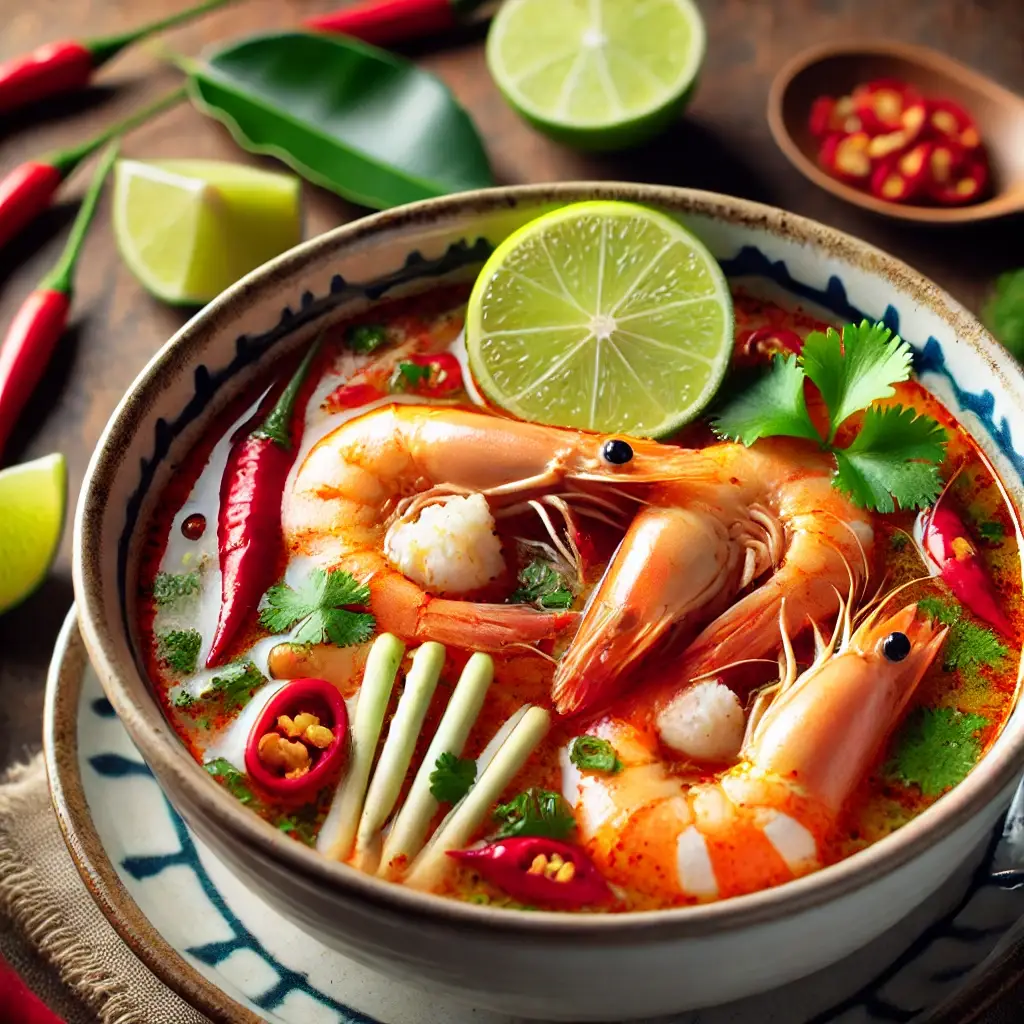 Bowl of Tom yum Goong. Food to try in Thailand